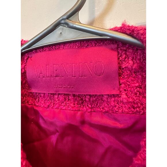 Valentino Suit Set Womens Size 8/ 44 Pink BowTweed Blazer and Mini Skort Barbie - Picture 10 of 16